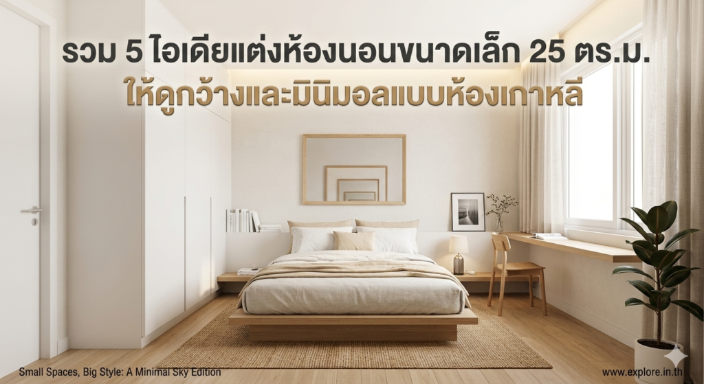 ไอเดียแต่งห้องนอนขนาดเล็ก 25 ตร.ม. ให้ดูกว้างและมินิมอลแบบห้องเกาหลี